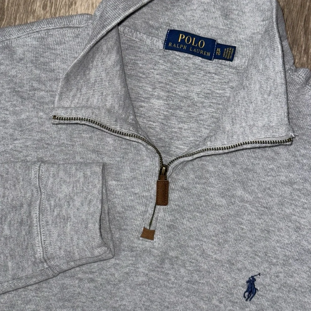 Polo Ralph Lauren Estate Rib 1/4 Zip Pullover Sweater Men's XL Grey Stretch